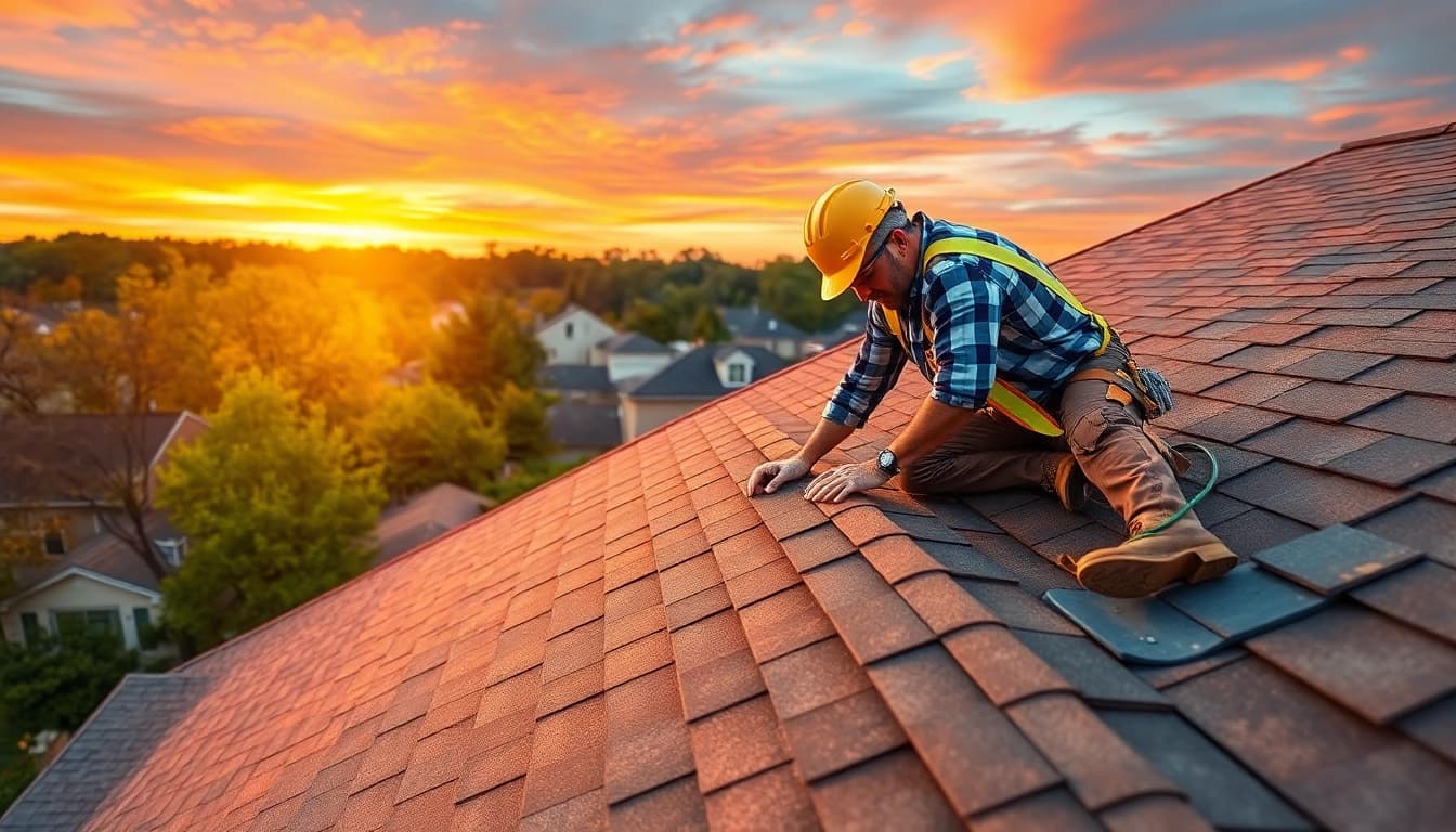 Roofing expert working on a house in South Jersey highlighting quality craftsmanship.