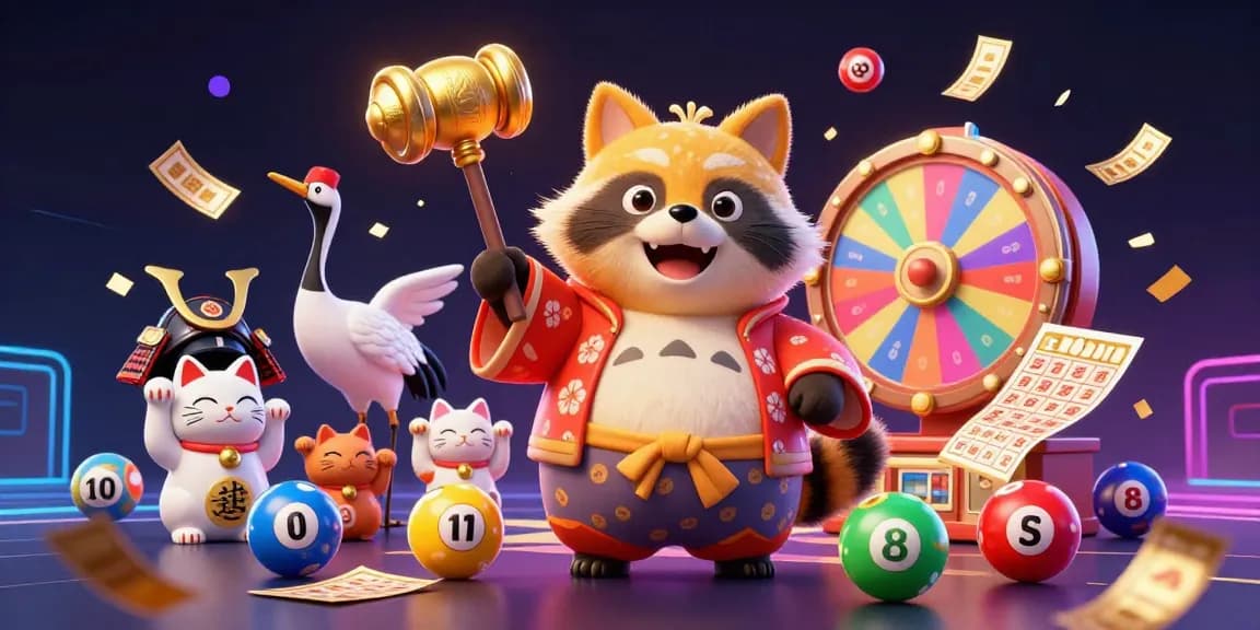 Experience thrilling gaming with 23win's vibrant casino scene featuring dynamic lottery elements and charming characters.