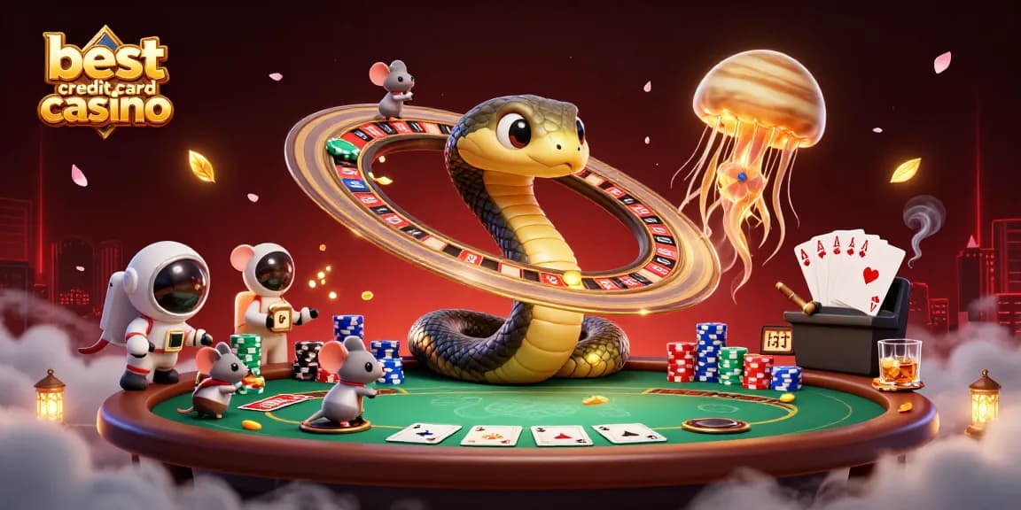 Experience the excitement at the best credit card casino with a whimsical 3D cosmic betting scene.