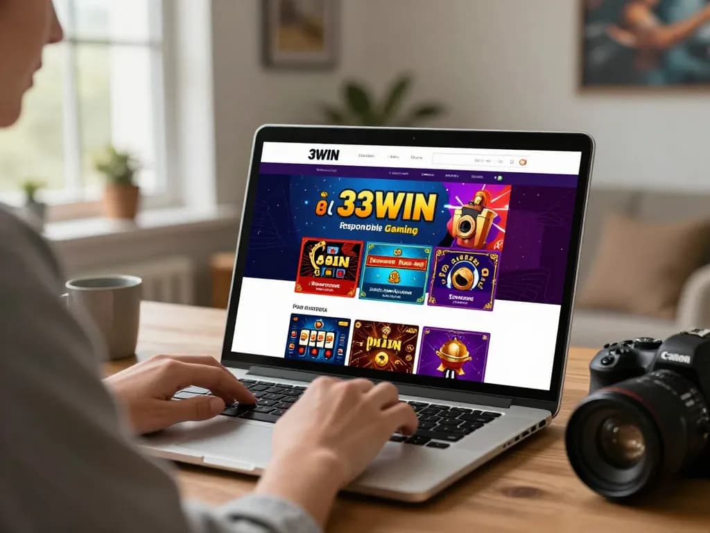 Experience the dynamic gaming platform of 33WIN in a modern home office setting.