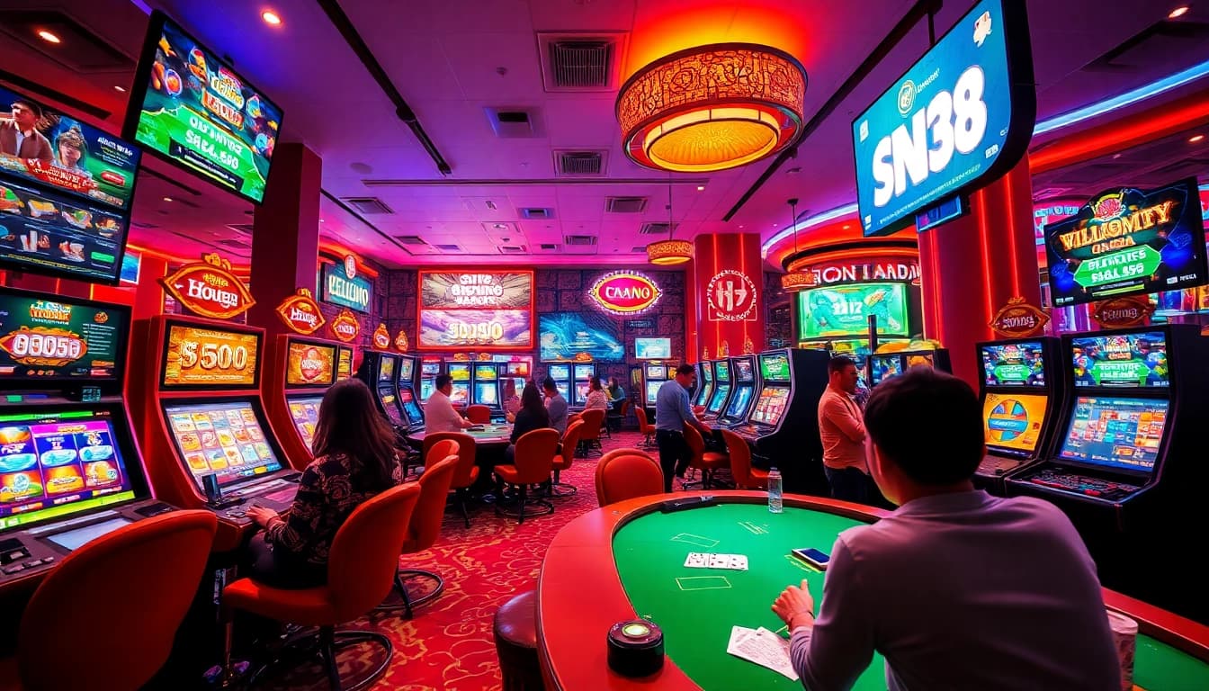 Hello88 gaming experience showcasing players enjoying various online casino games and betting, embodying excitement and engagement.