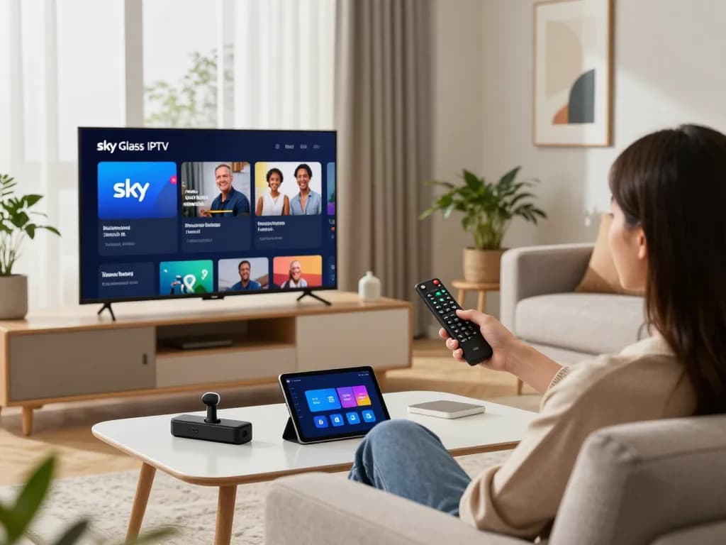 Sky Glass IPTV installation Guide for easy streaming setup in a modern living room.