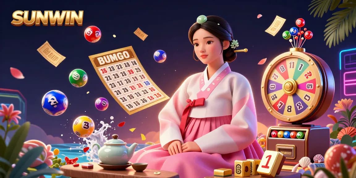 SUNWIN players enjoying vibrant casino games, highlighted by colorful lottery balls and lively action.