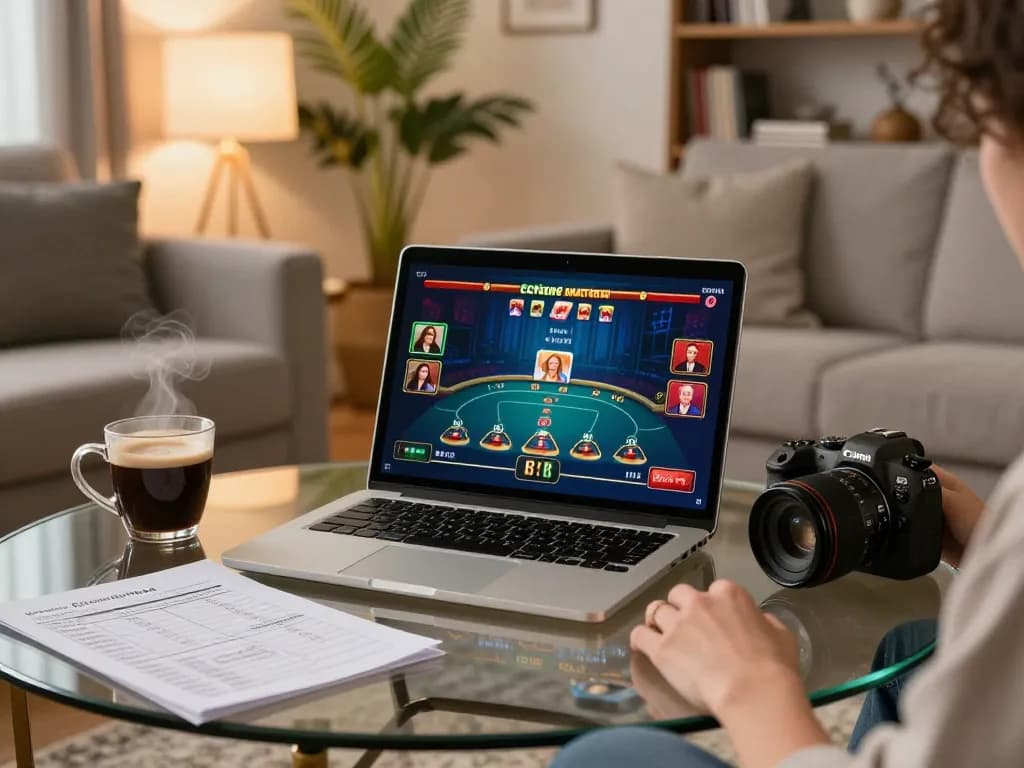 Experience strategic gameplay while tải hitclub on your laptop with a cozy home setting and organized betting notes.