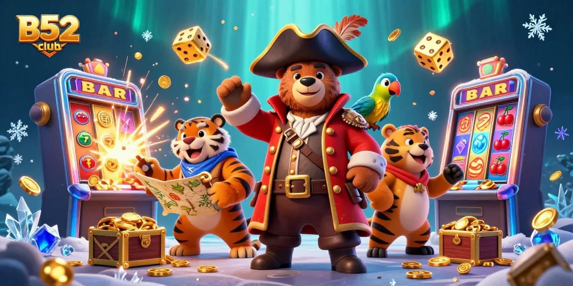 Experience the thrill of winning with B52club in this vibrant casino illustration.