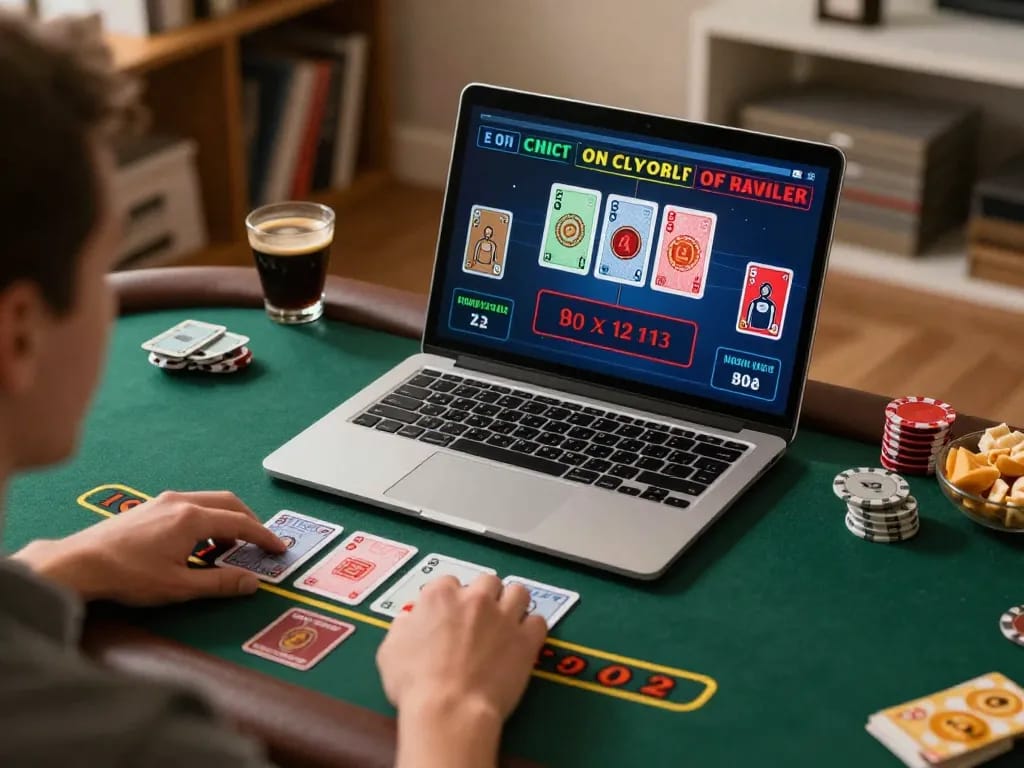 3 Win player engaging in live dealer blackjack from home setup, warm inviting atmosphere with snacks.