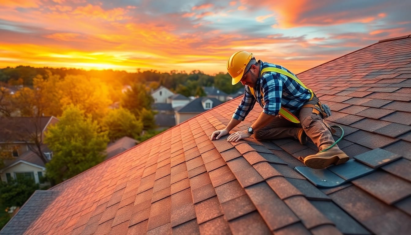 Roofing expert working on a house in South Jersey highlighting quality craftsmanship.