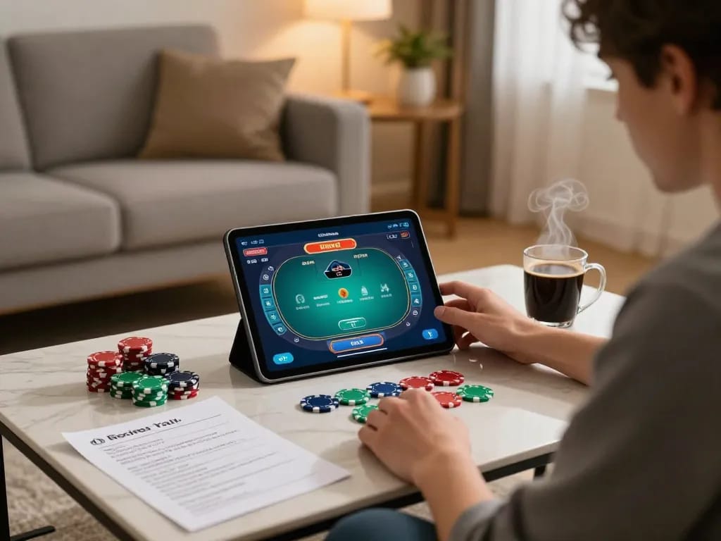 Engage in strategic gameplay as you tải hitclub on your tablet in a cozy home setting.
