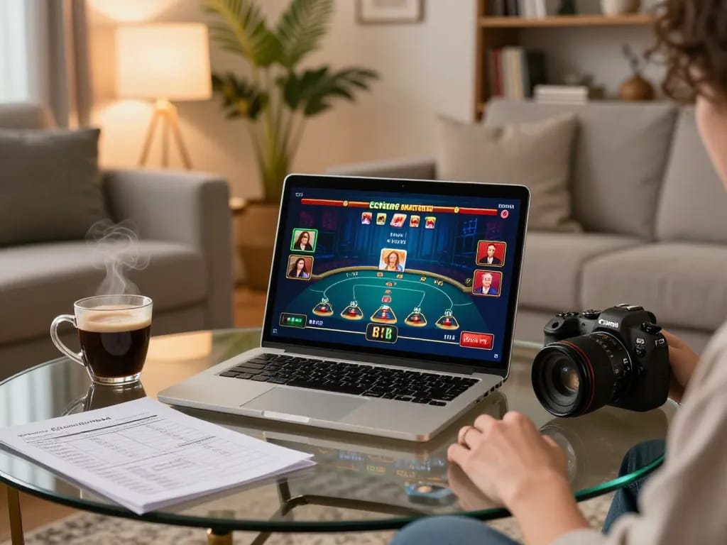 Experience strategic gameplay while tải hitclub on your laptop with a cozy home setting and organized betting notes.