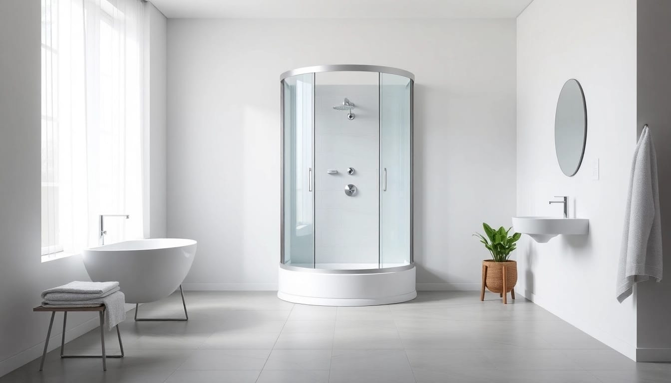 Die sonni Duschkabine 90x90 im modernen Badezimmer-Design präsentiert Stil und Funktionalität.