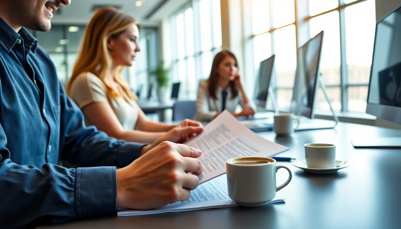 Individuals completing the eta uk application form in a professional setting with bright lighting.