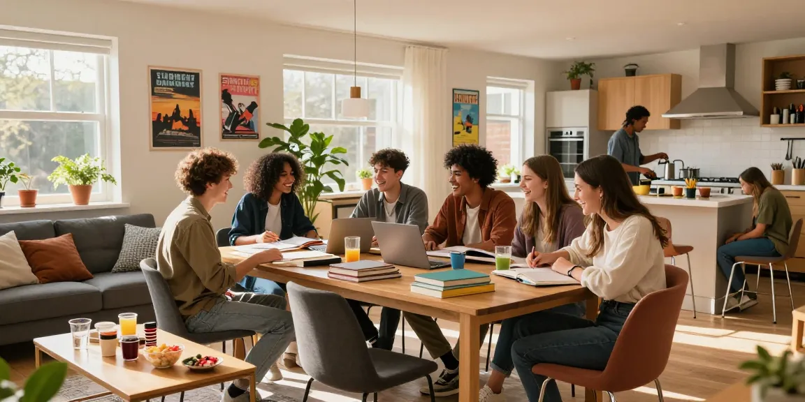 Vibrant community in Northampton Student Accommodation, students enjoying shared space in comfortable house.