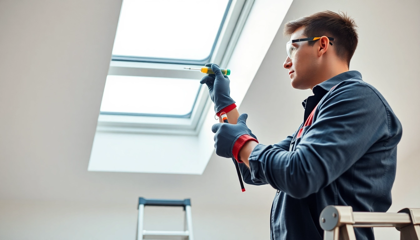 Expert Velux repairs in action, showcasing a technician fixing a skylight with precision and care.