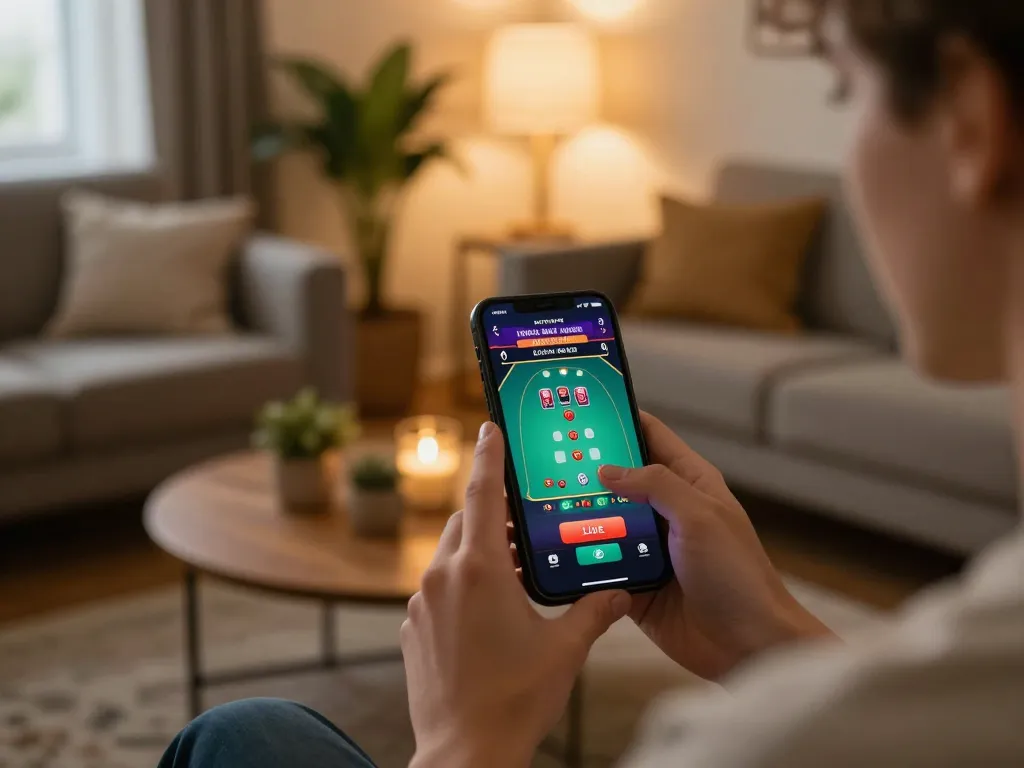 Engaging with the 8kbet mobile app for live blackjack in a cozy home setting