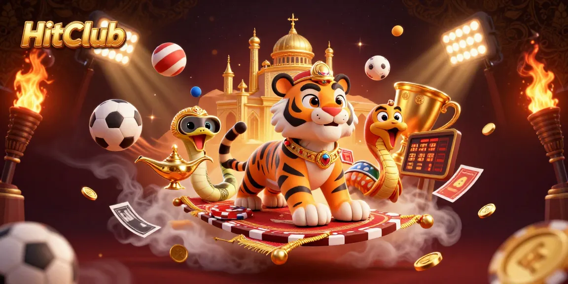 Engage in thrilling gameplay at HitClub with a vibrant 3D casino scene featuring dynamic characters and elements.
