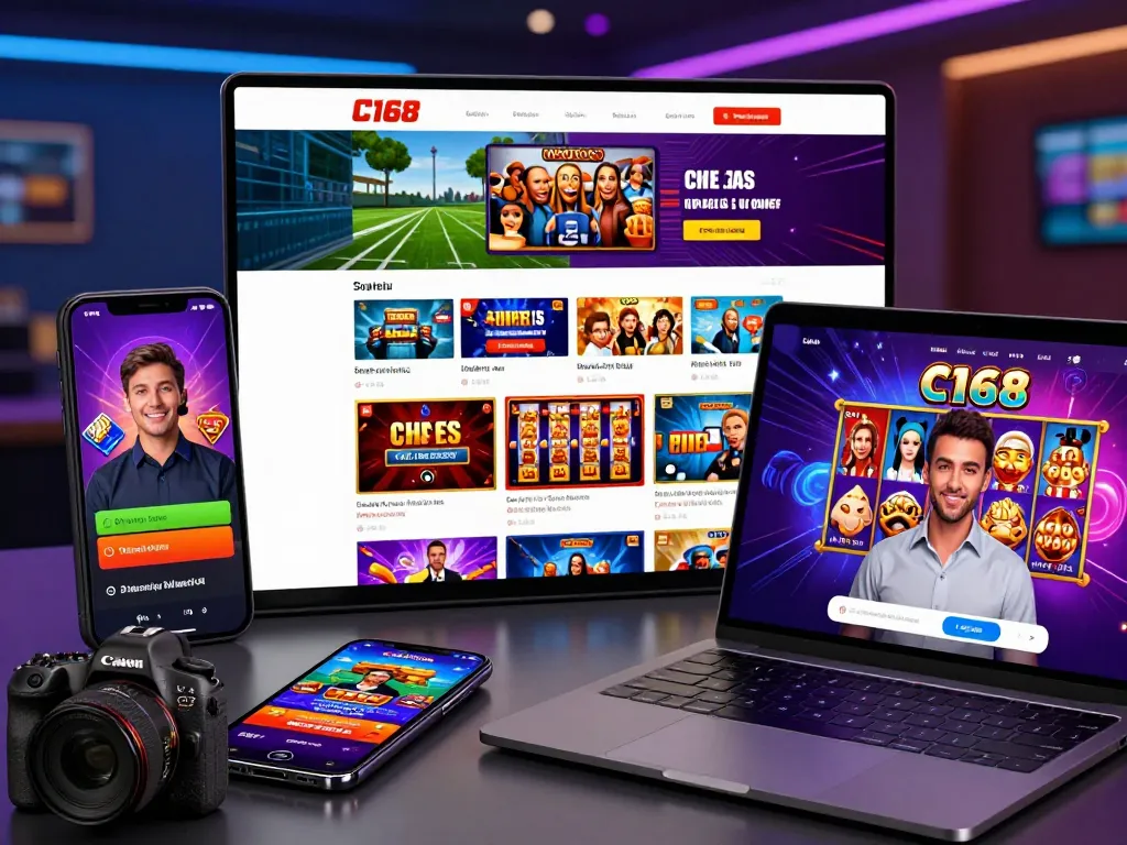 C168 online gambling platform interface showcasing sports betting and live casino options in a vibrant and user-friendly environment.