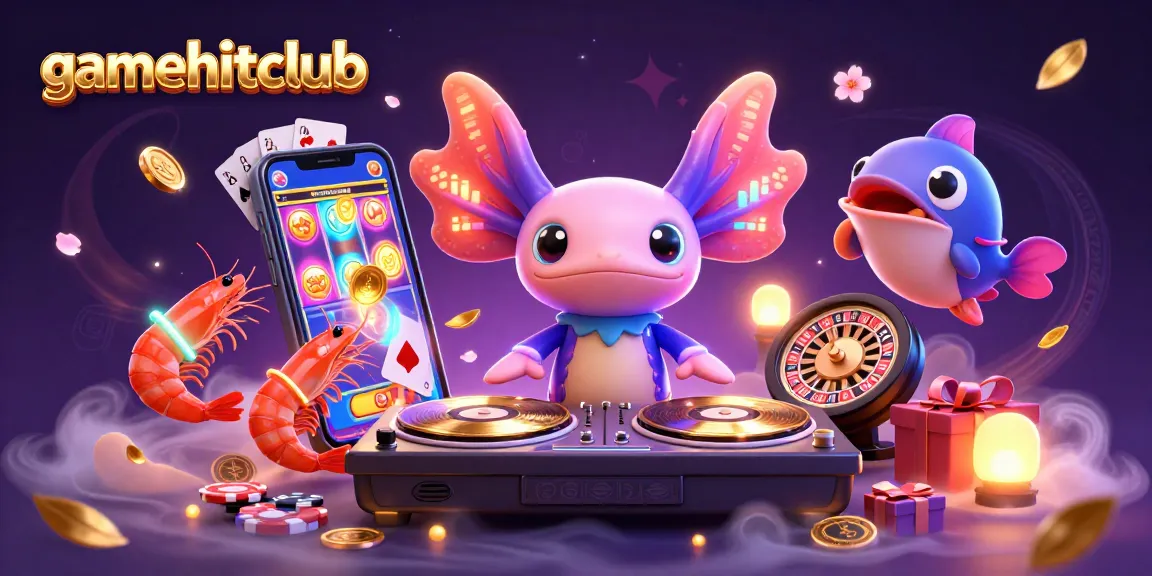 Engage with gamehitclub's vibrant casino adventure featuring a DJ axolotl and dazzling games.