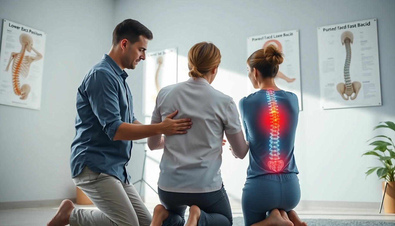 Addressing lower back pain causes with a professional physiotherapist in a calming office.
