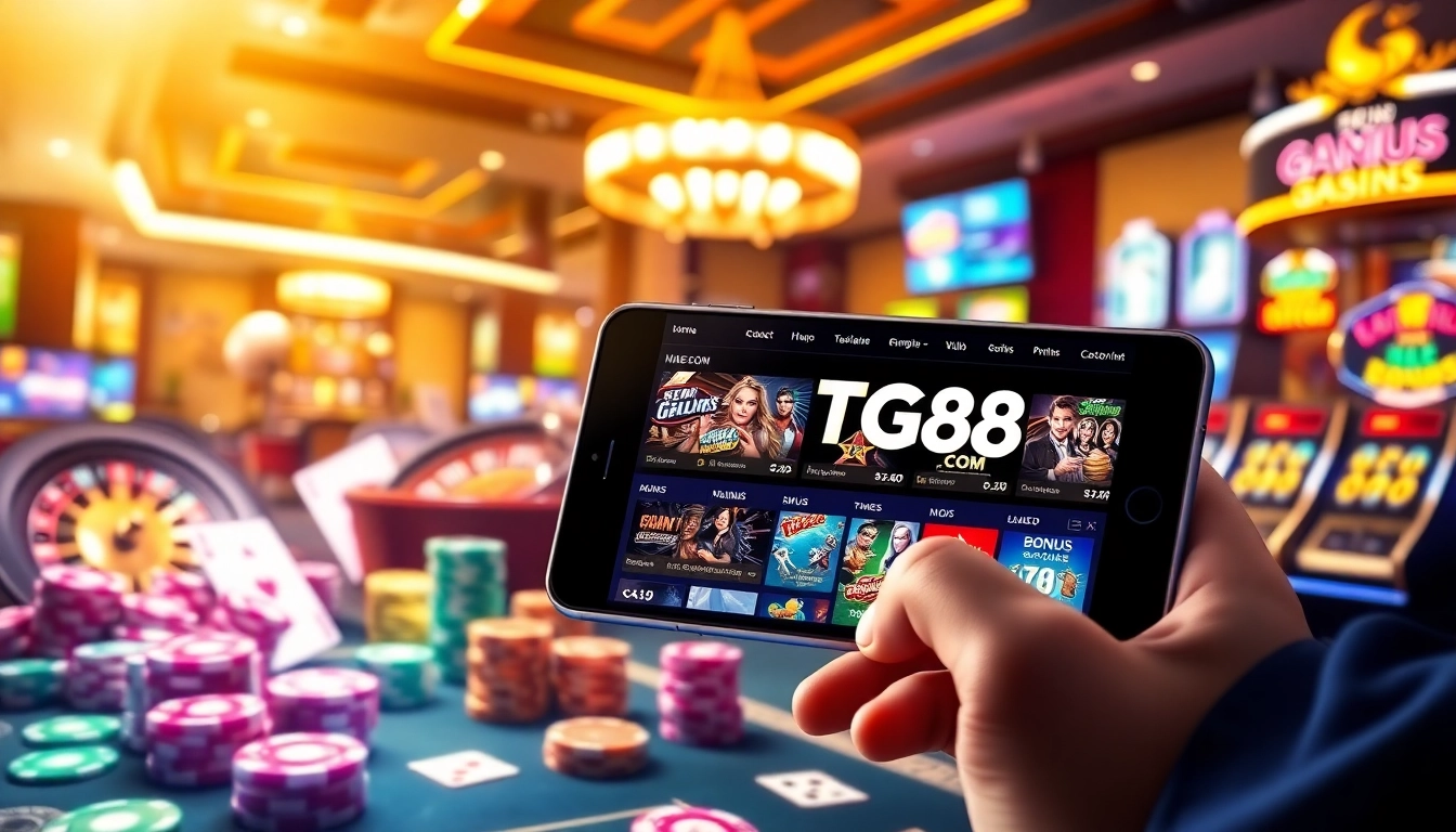Players enjoying online games on TG88 .COM with colorful casino elements and excitement.