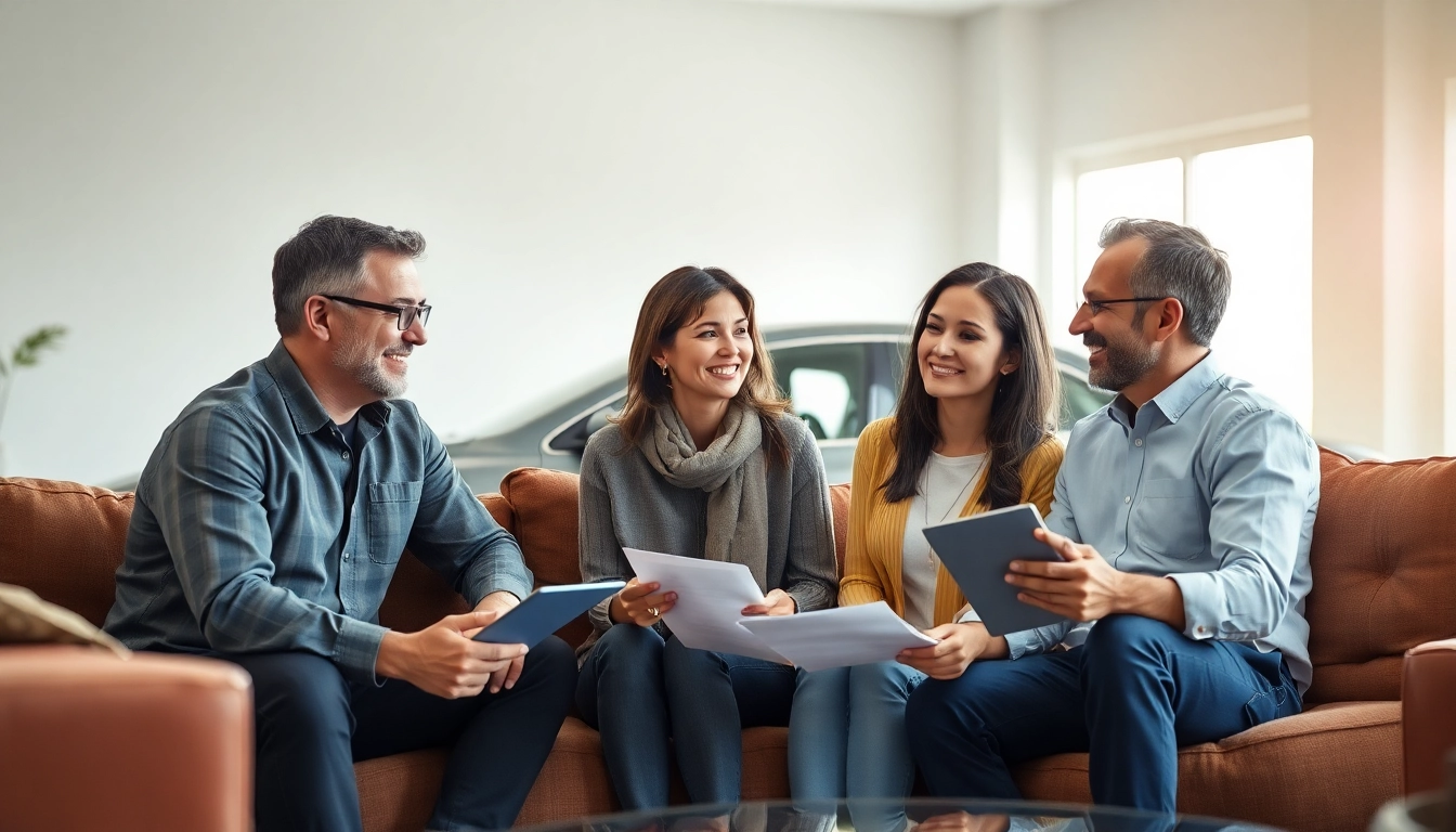 Family engaging in conversation about an auto protection plan, fostering informed decisions on vehicle security.