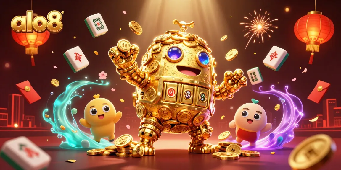 Experience the excitement at alo8 with vibrant 3D casino elements and golden golem.