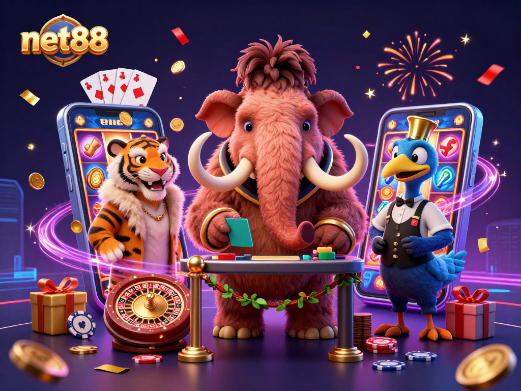 Experience excitement at net88 casino with vibrant characters and dynamic gaming elements.