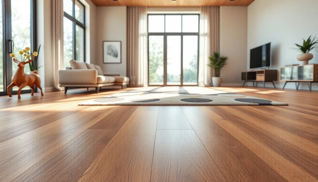 Enhance your space with a stunning lvp floor, featured in a contemporary living room design.