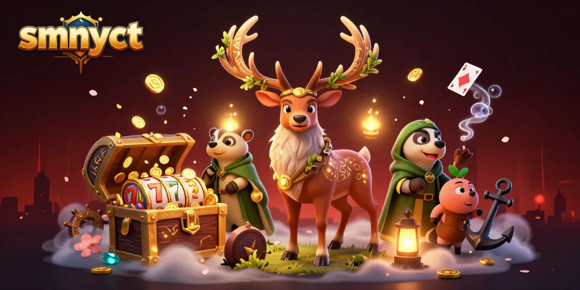 Experience thrilling gameplay with smnyct by discovering a 3D casino scene full of treasures.