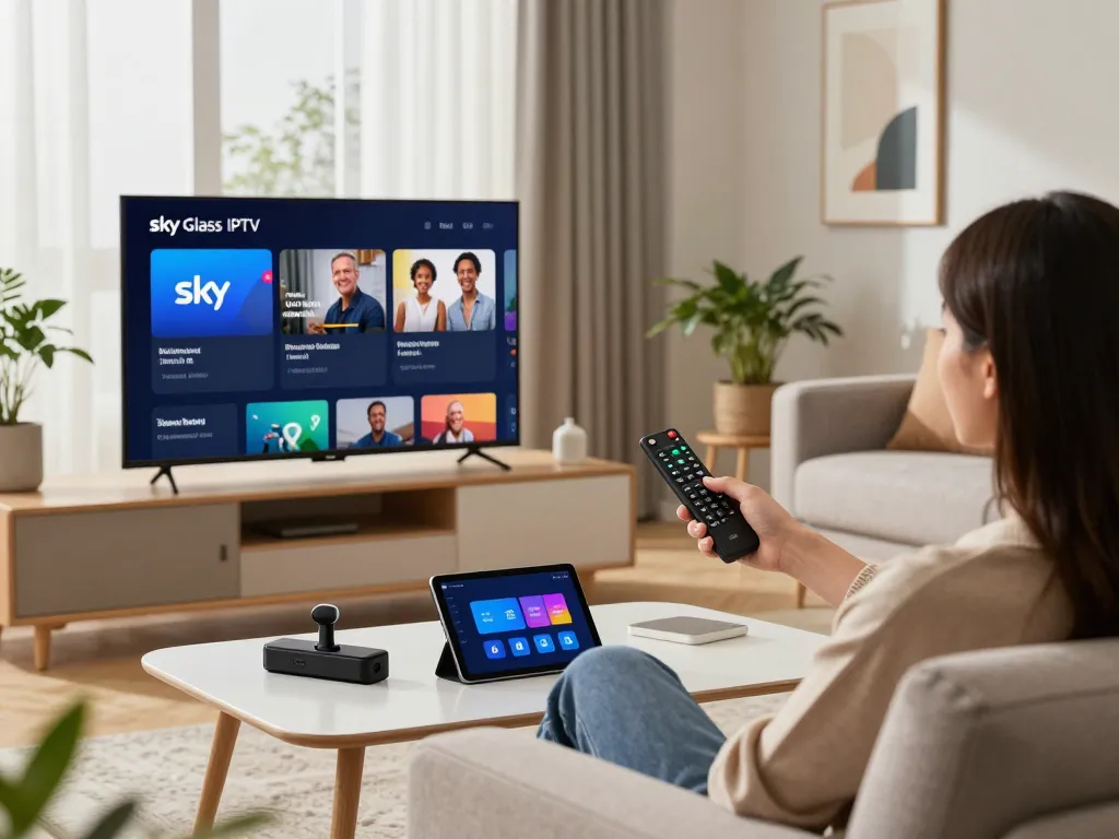Sky Glass IPTV installation Guide for easy streaming setup in a modern living room.