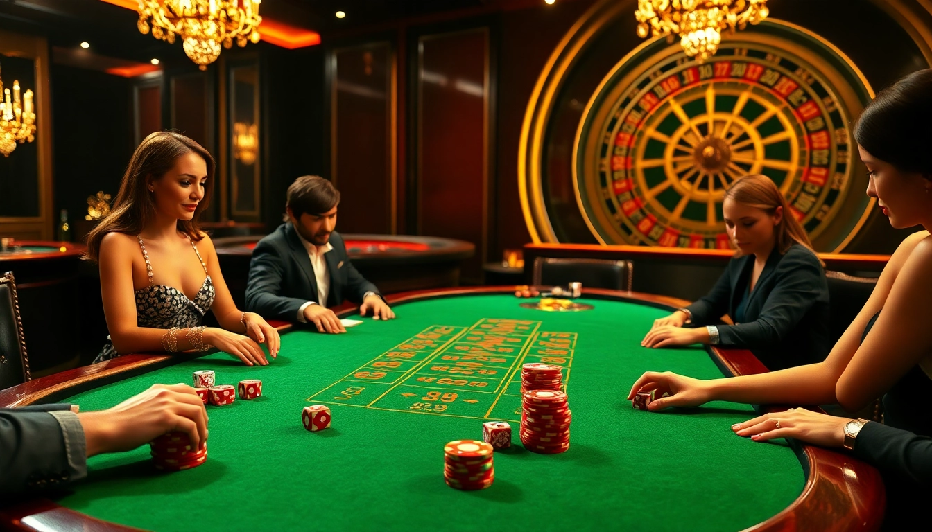 Experience thrilling bets at Jun 88 casino table with engaged players and vibrant chips.