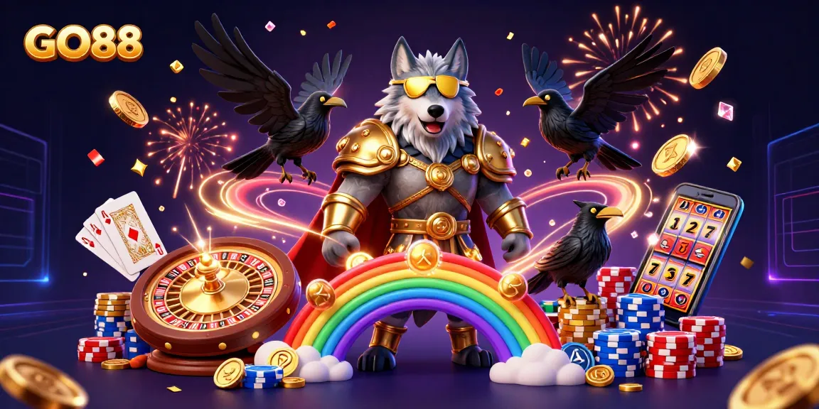 Experience the excitement of GO88 as Odin and his ravens explore a vibrant casino fantasy.