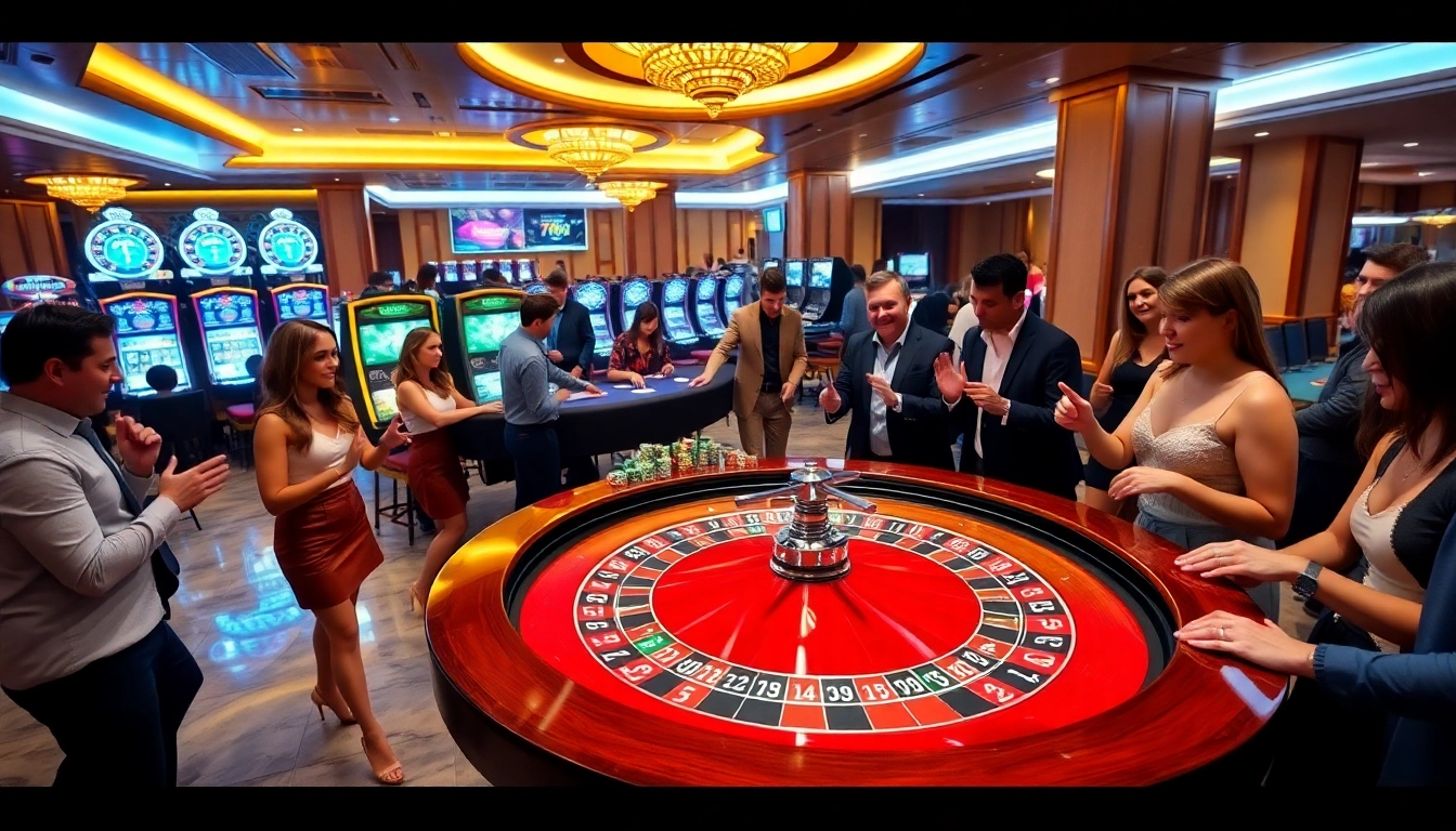 Players engaging in high-stakes gambling at 789bet's luxurious casino.