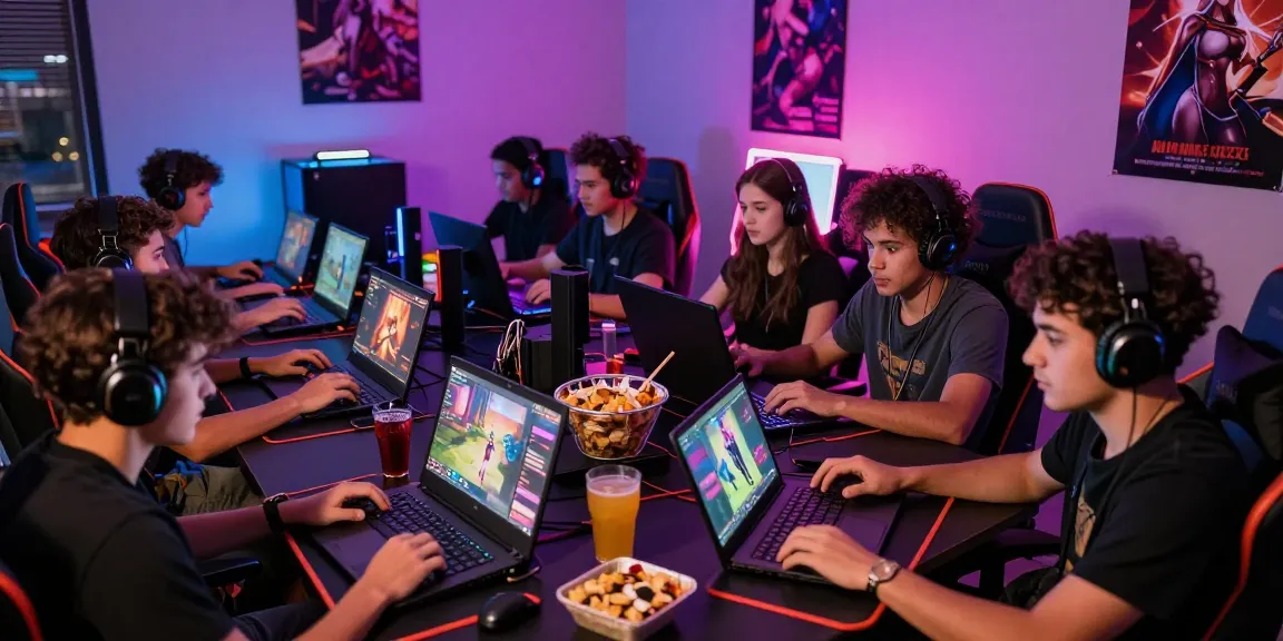 Exciting gaming scene with players enjoying real hentai games in a vibrant environment.