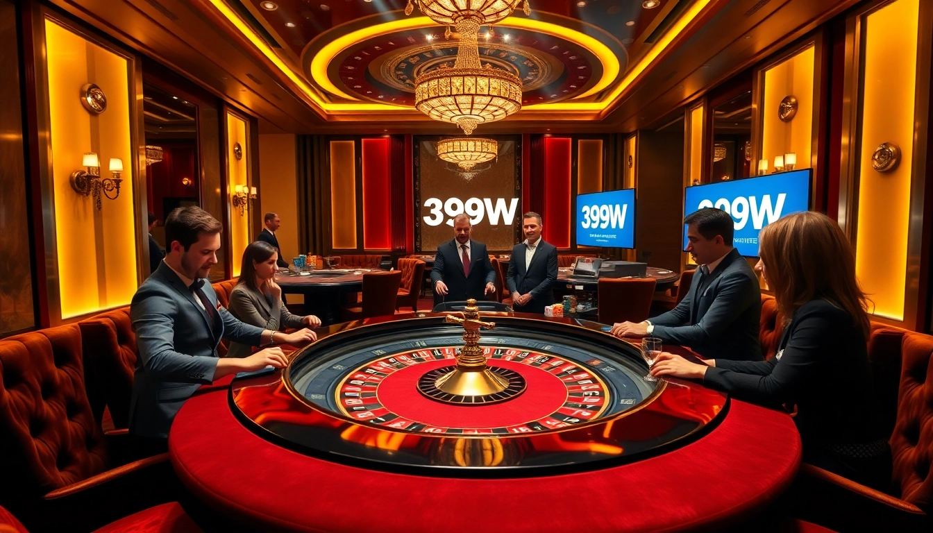 Experience the thrill of roulette at 399W with vibrant chips and elegant players.
