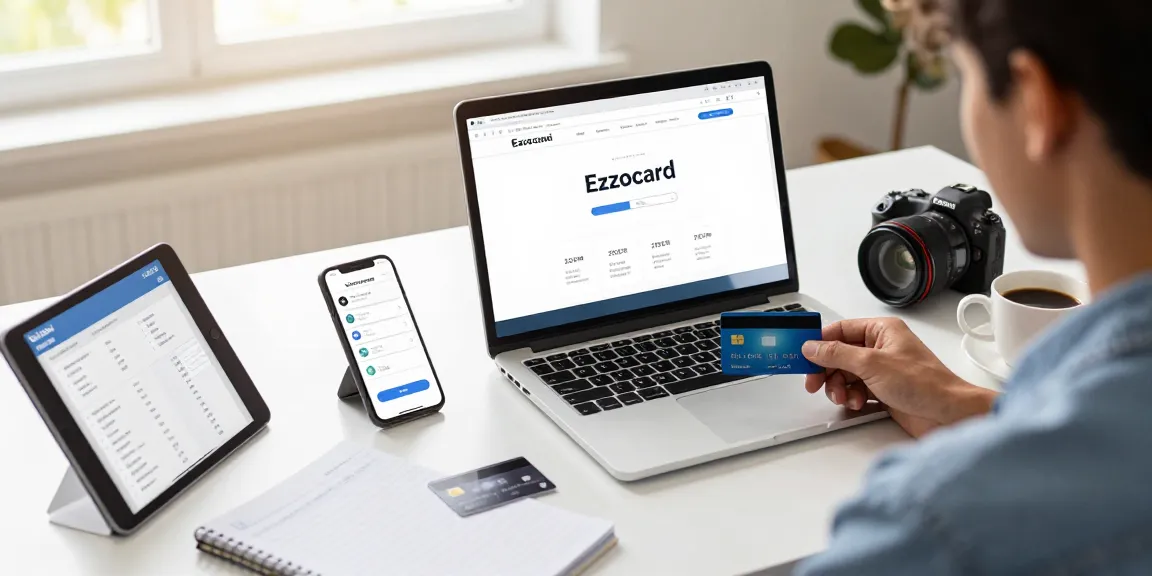 Buy ezzocard with ease in a modern workspace, showcasing virtual prepaid card purchasing.