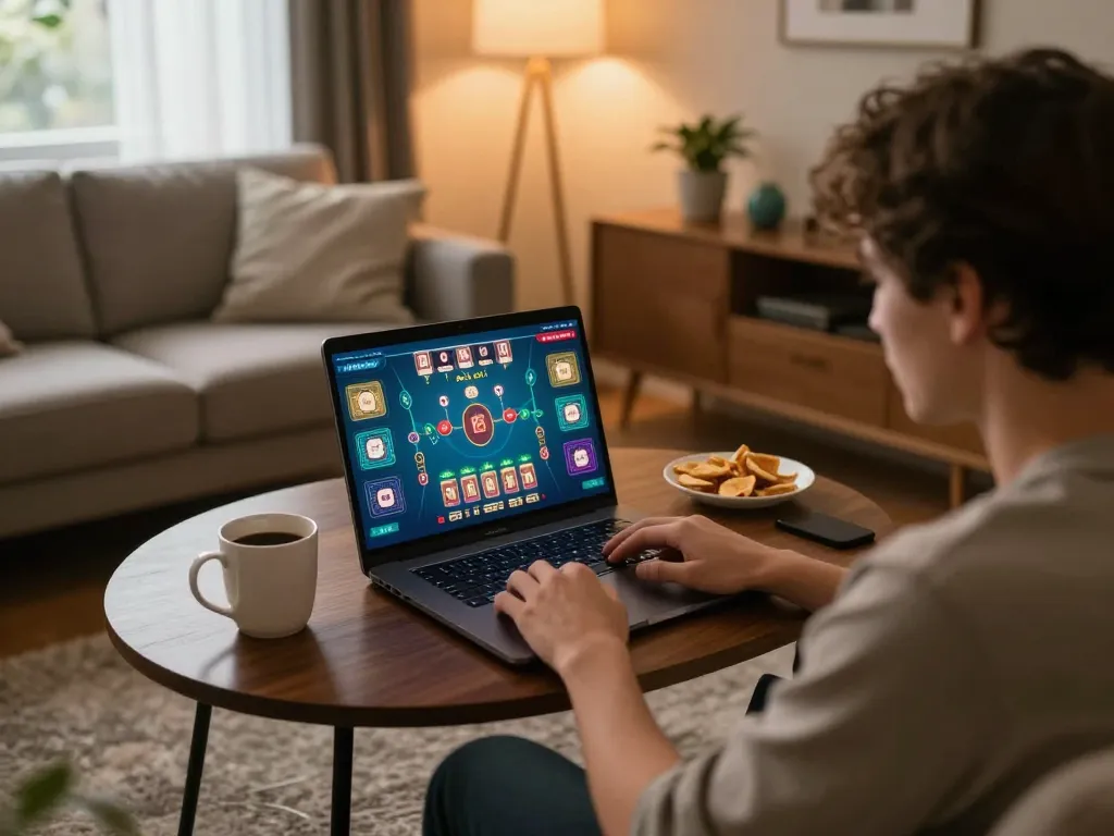 Tài xỉu online gameplay displayed on a laptop, showcasing an engaging home gambling experience