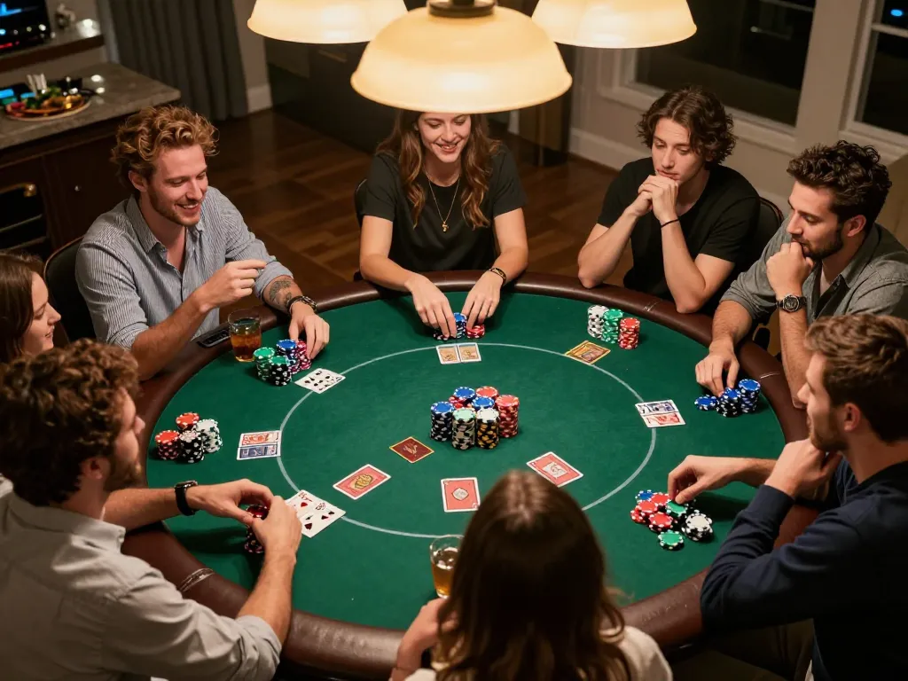 sc88 players engaged in an exciting home poker night strategy game