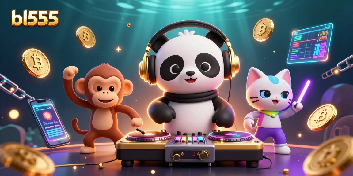 Engage in thrilling gameplay at bl555 with an animated scene of a DJ panda and friends celebrating casino victories.