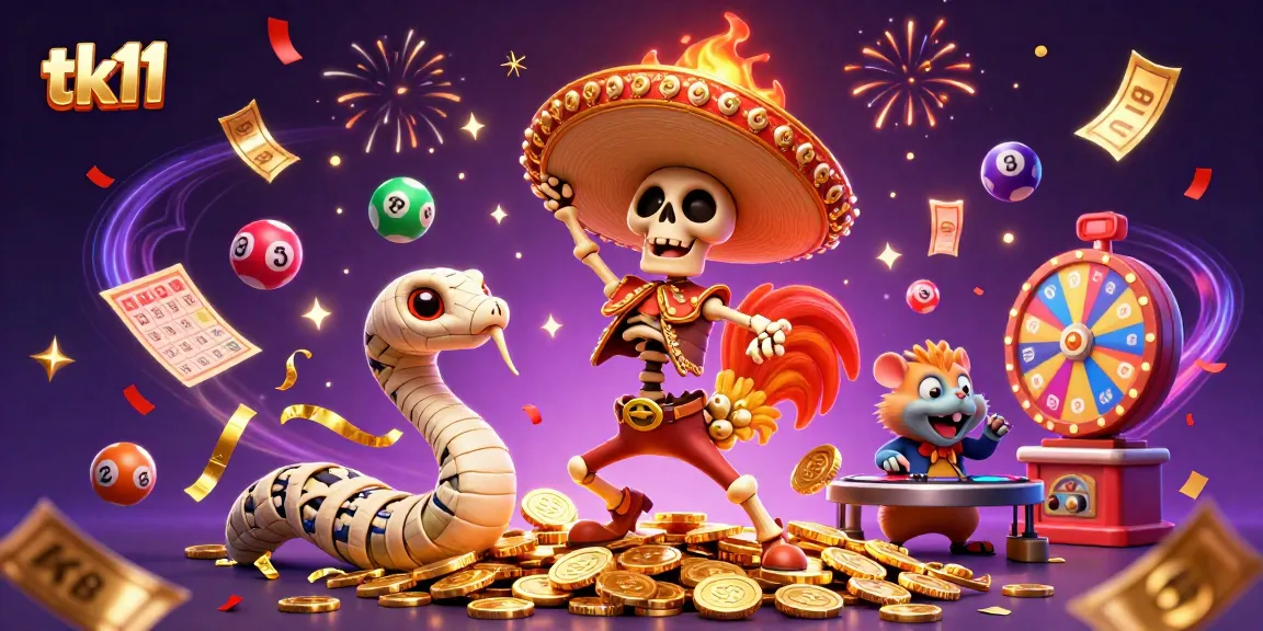Engage with tk11 at the casino with vibrant games, luck, and thrilling prizes in this 3D illustration.