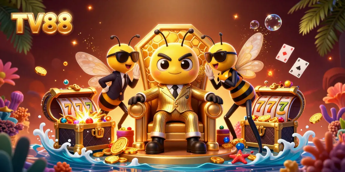Experience thrilling gambling at TV88 with animated characters and vibrant casino elements.