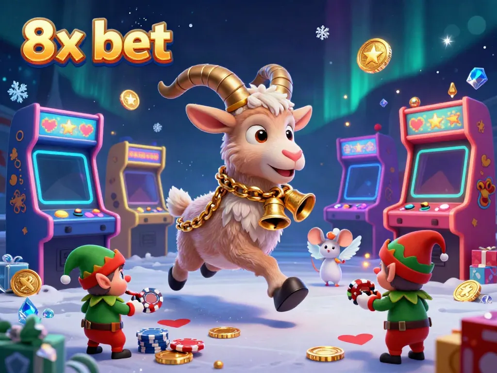 Engage with the festive holiday-horror casino scene of 8x bet featuring Krampus, an angel mouse, and mischievous gremlins.