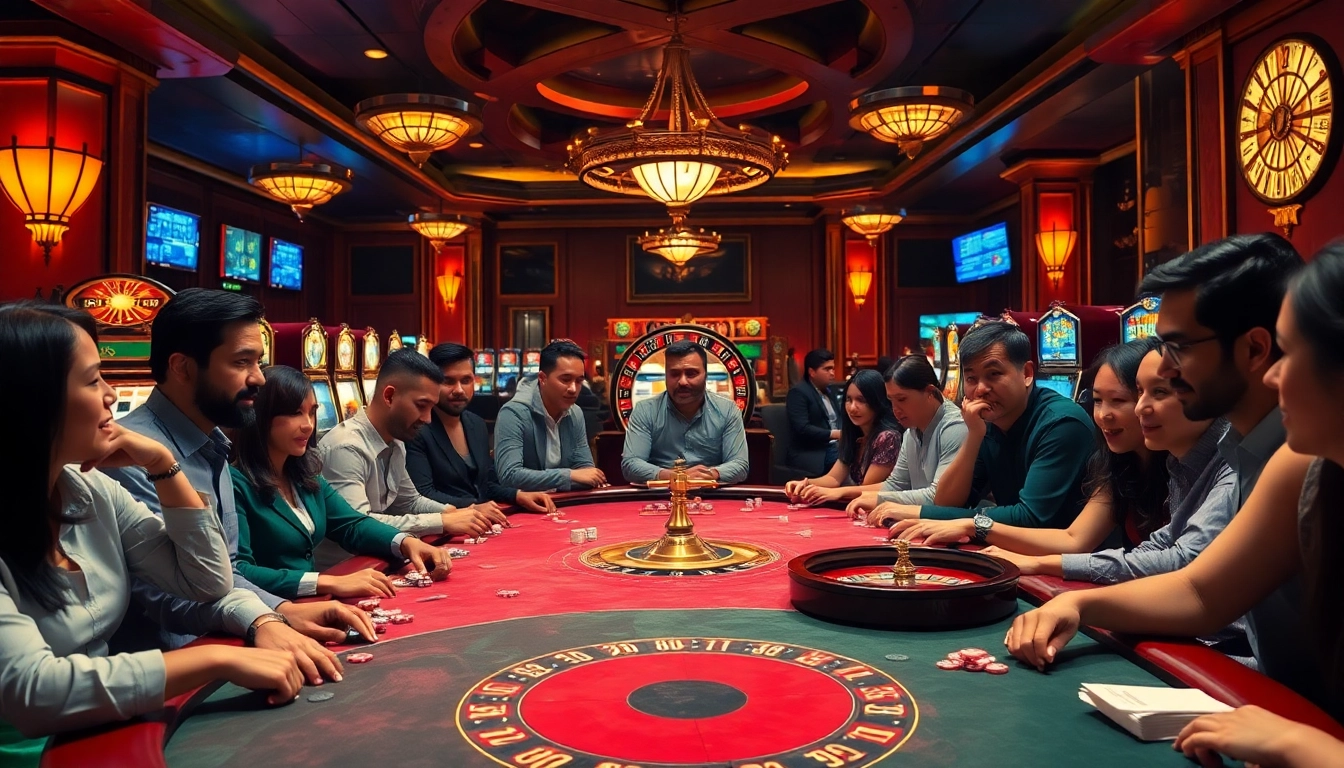 Exciting gameplay at Luongsontv.com with diverse gamblers enjoying high-quality poker and slots.