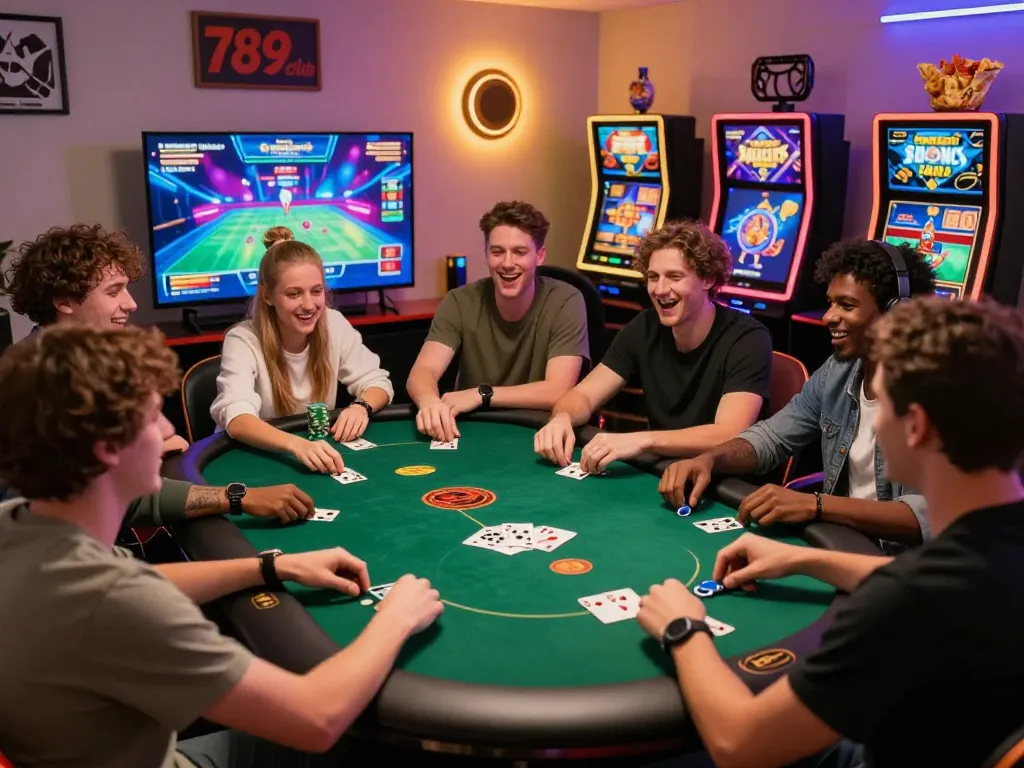 Friends enjoying games at home on 789club platform, capturing excitement and social connection.