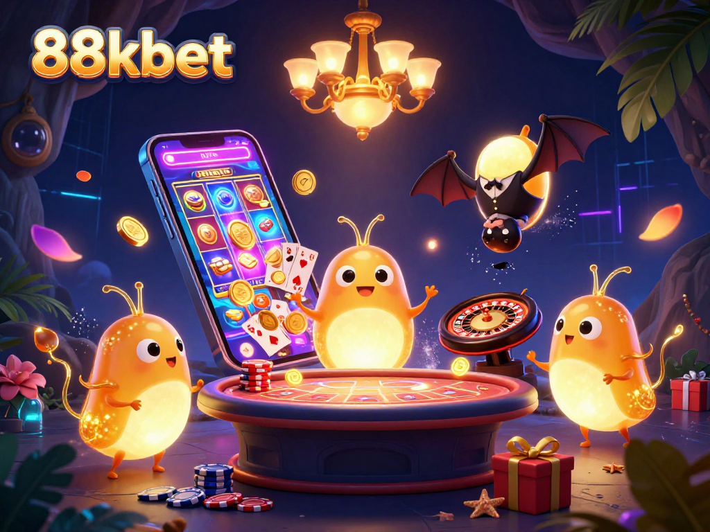 Experience thrilling gameplay with 88kbet in a vibrant, glowing cave casino!