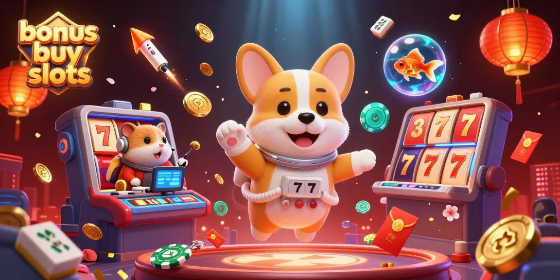 Win big with bonus buy slots featuring cartoon characters in a vibrant casino scene.